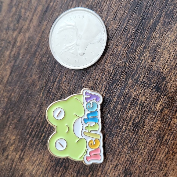 He/They pronoun Enamel Pin - Picture 2 of 3